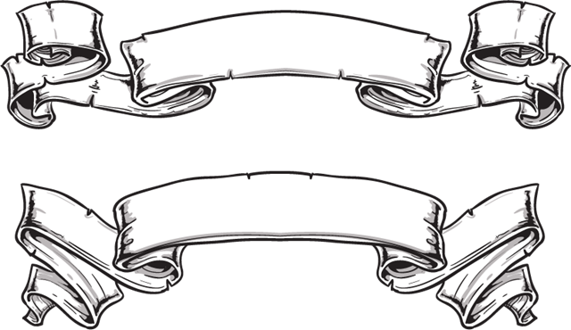 Pergaminos De Cintas Png - Ribbon Vector Black White Png (640x370), Png Download