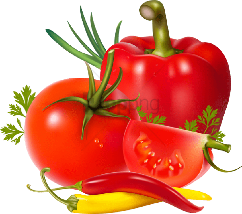 Tomatoes And Peppers - Tomatoes Peppers Clip Art (600x529), Png Download