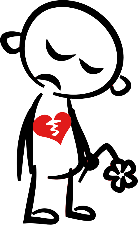 Broken Heart Clipart Stickman - Stick Figure With Broken Heart (473x766), Png Download