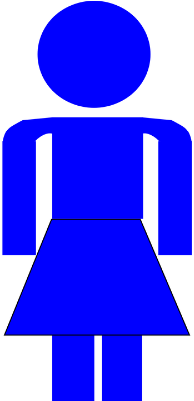 Blue Stick Figure Lady Clip Art At Clker - Female Stick Figure Blue (282x595), Png Download