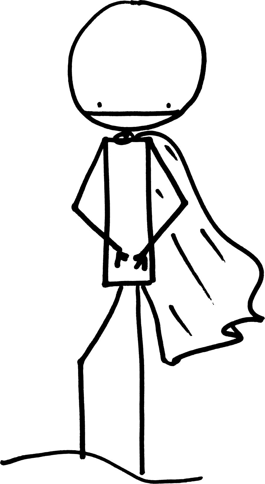 Stick Man With Cape - Stick Figure With A Cape (903x1645), Png Download