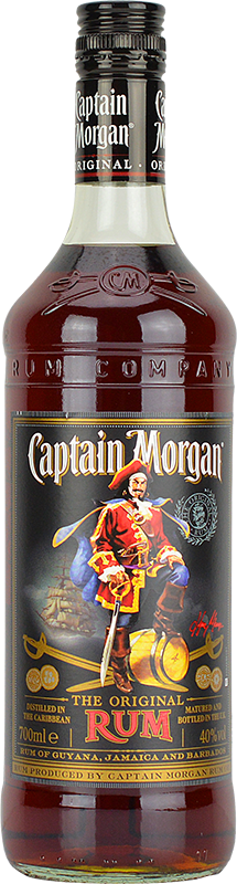 Engraved Text On A Bottle Of Personalised Captain Morgan - Captain Morgan Black Label 70cl Bottle (215x800), Png Download