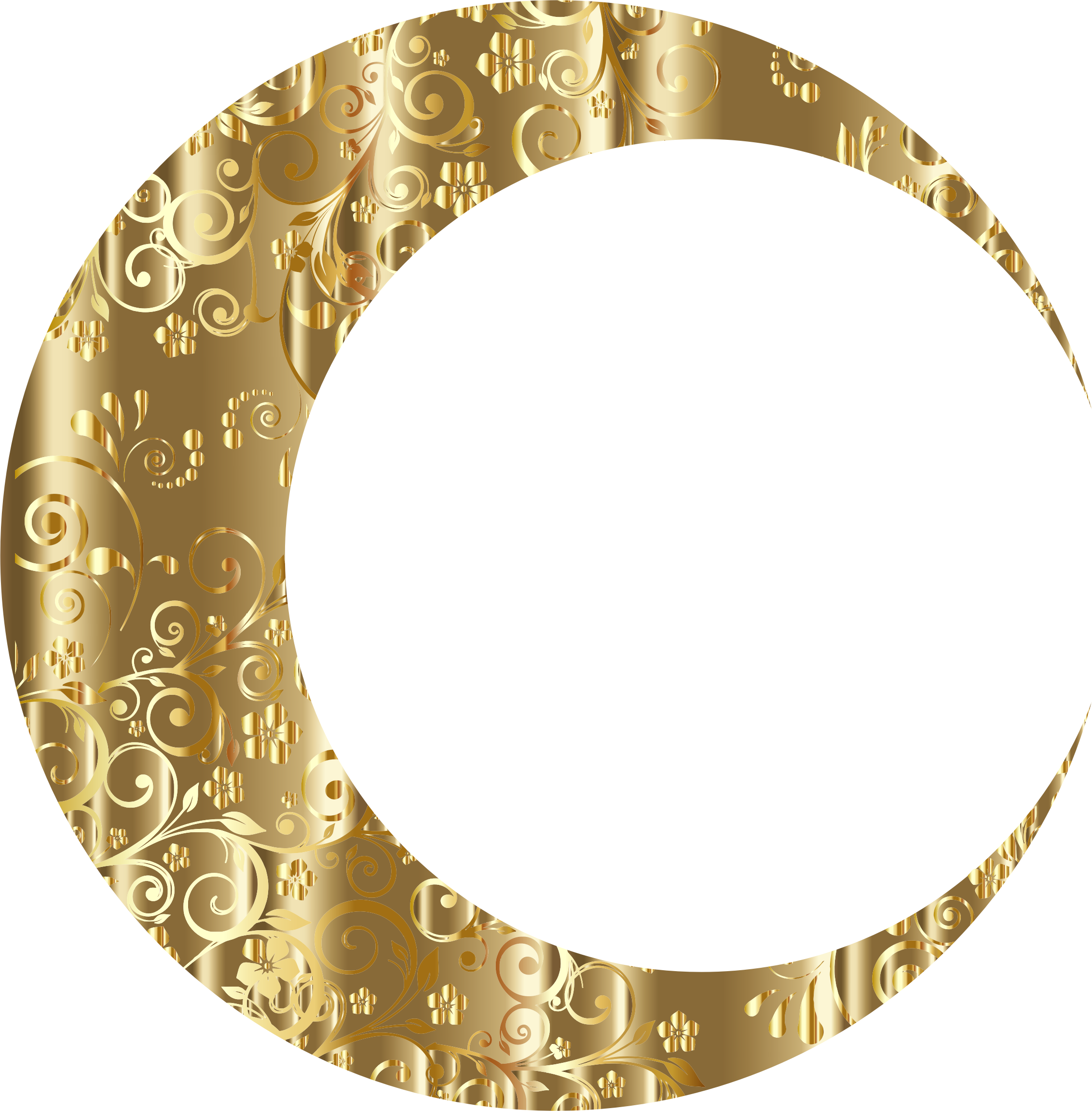 Gold Floral Crescent Moon Mark Ii Icons Png - Gold Crescent Moon Png (2264x2304), Png Download
