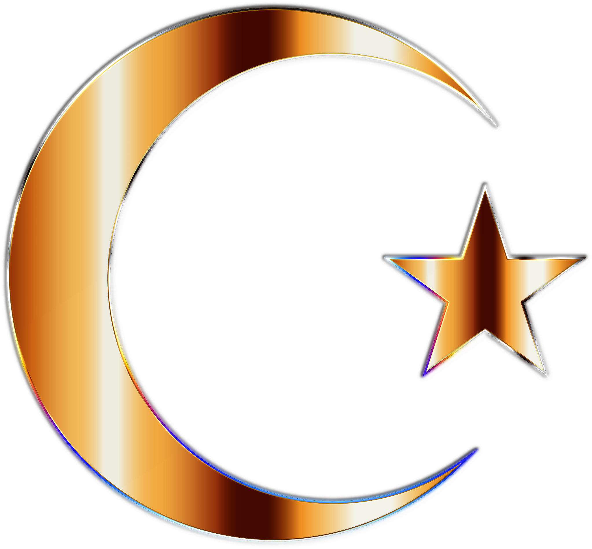 Golden Crescent Moon And Star Clipart Transparent Stock - Gold Crescent And Star (2400x2216), Png Download