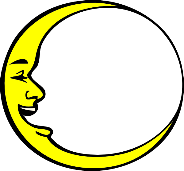 Clipart Moon Small Moon - Smiling Crescent Moon (600x557), Png Download