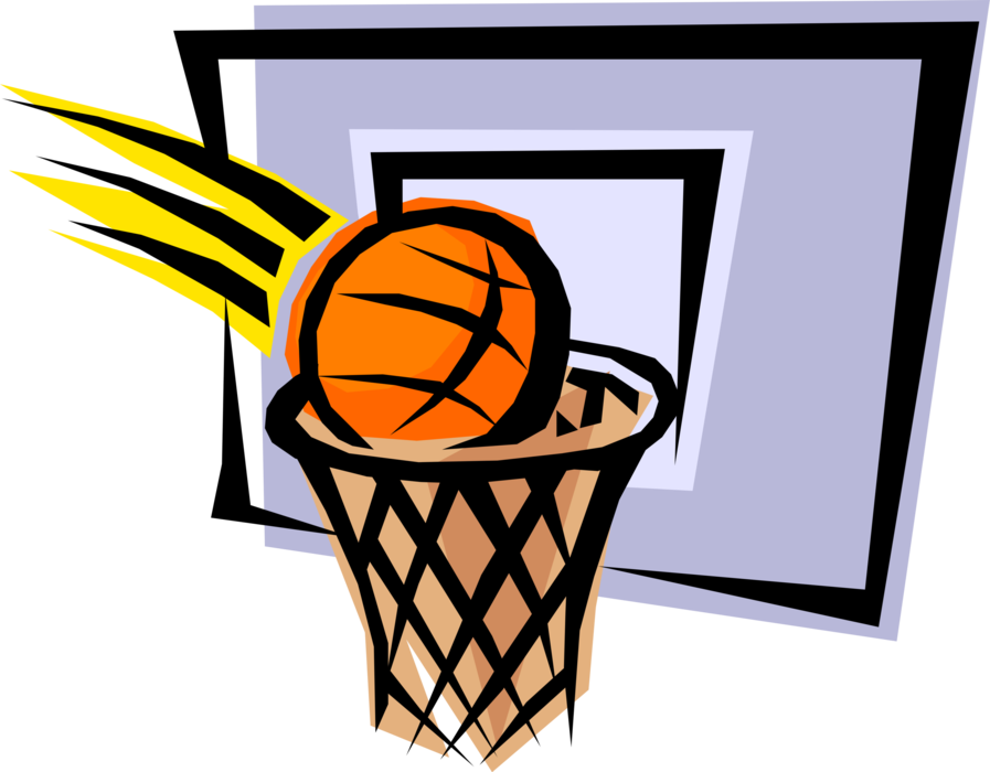 Basketball In Net Hoop For Two Points - Basketball Hoop Clipart Png (897x700), Png Download