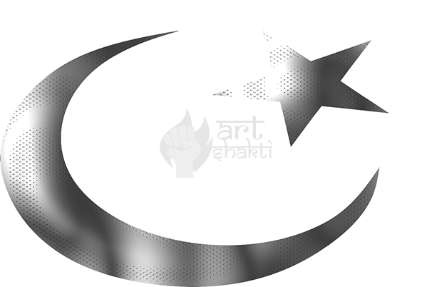 Islam Star & Crescent Black Grey Logo - Crescent (606x402), Png Download