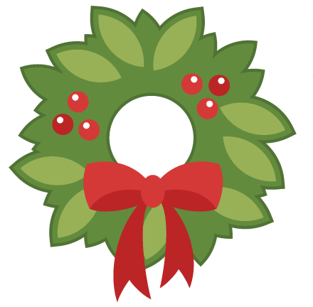 Christmas Clipart Wreath - Free Christmas Wreath Svg (440x432), Png Download