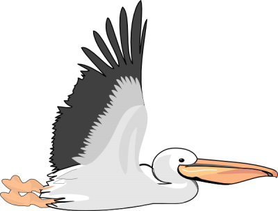 Old Pelican Clip Art At Png Png Images - Flying Pelican Clip Art (400x303), Png Download