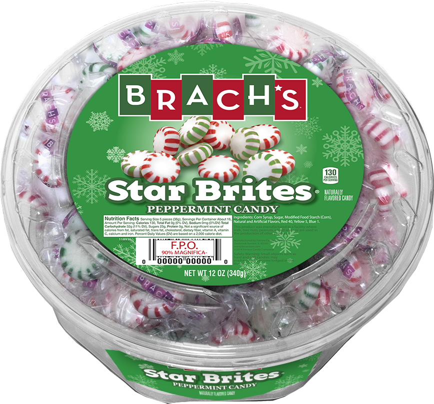 Brach's Red And Green Star Brites Peppermint Candy, (960x885), Png Download