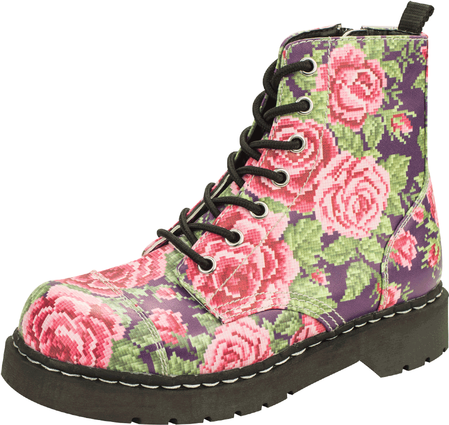 Vegan Rose Combat Boots - T.u.k. Shoes Womens Anarchic By T.u.k. 7 Eye Boot Digitized (1096x876), Png Download