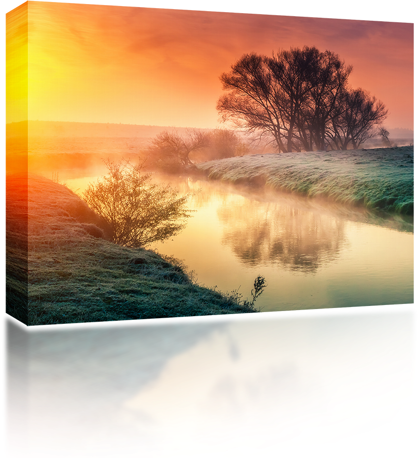 Majestic Foggy River - Painting (1024x1024), Png Download