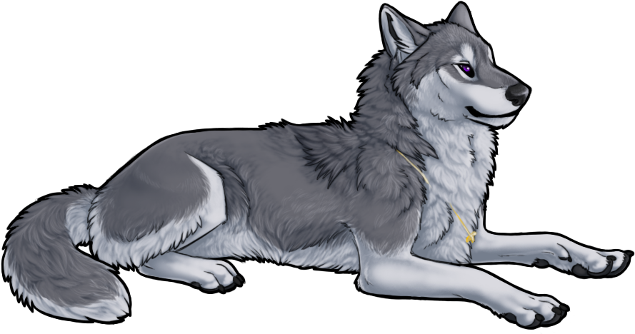 Grey Anime Wolf (889x468), Png Download