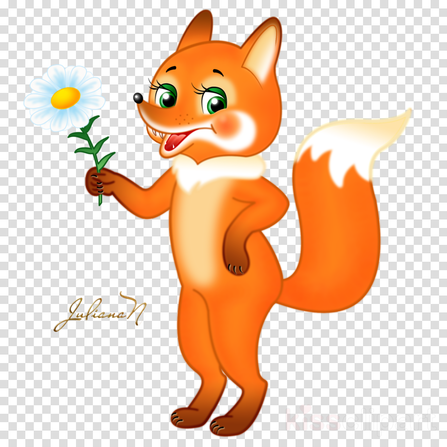 Cute Fox Cartoon Png Clipart Red Fox Sleepy Little - Лиса Png (900x900), Png Download