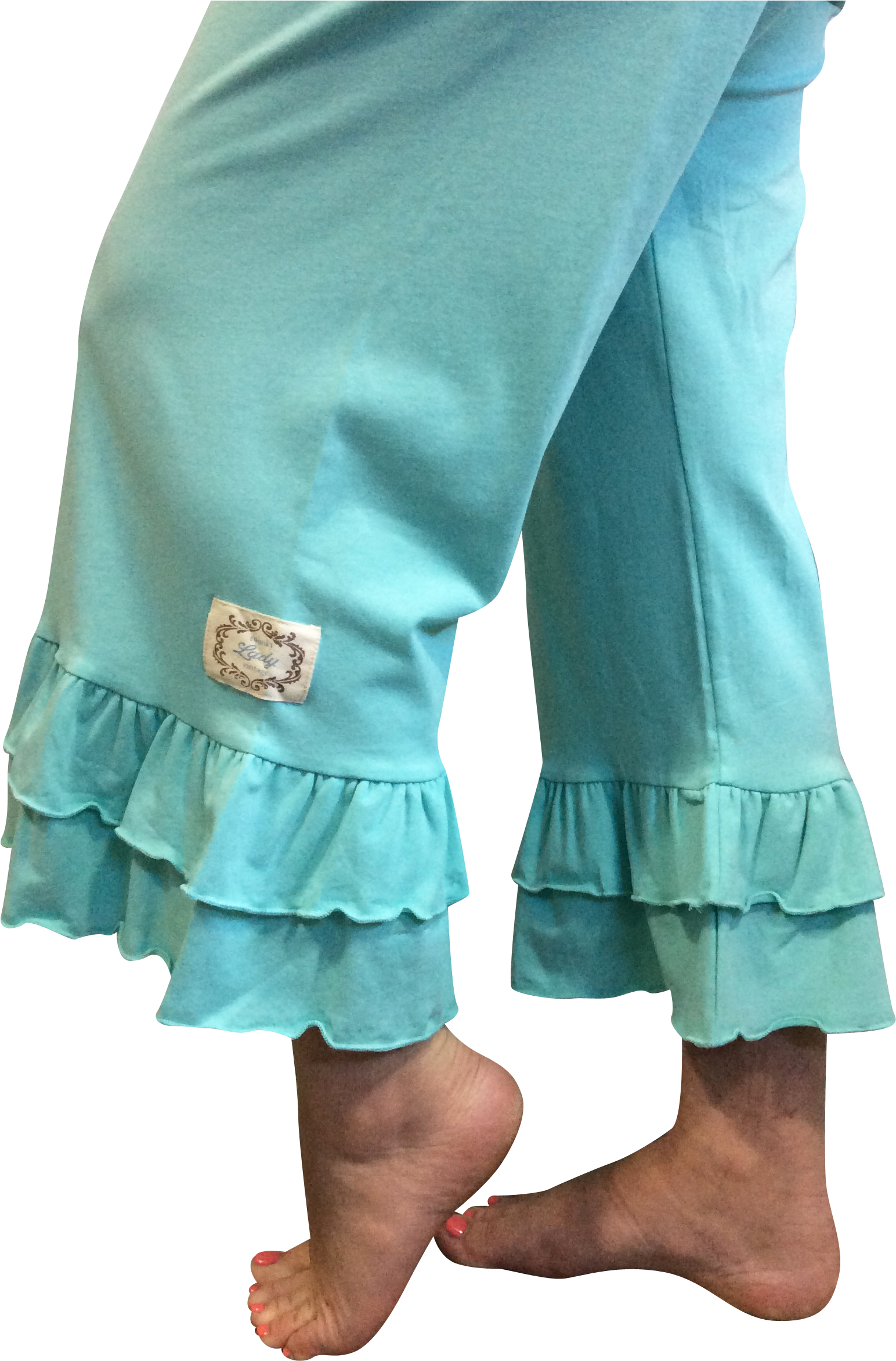Adult Double Ruffle Capri's-solid Aruba Blue (1834x2472), Png Download