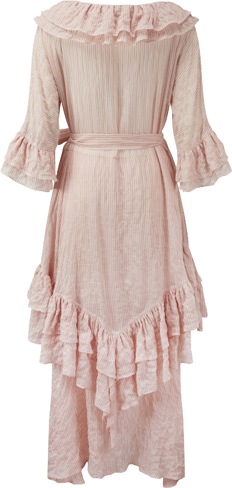 Laura Pink Striped Ruffle Dress - Dress (689x999), Png Download