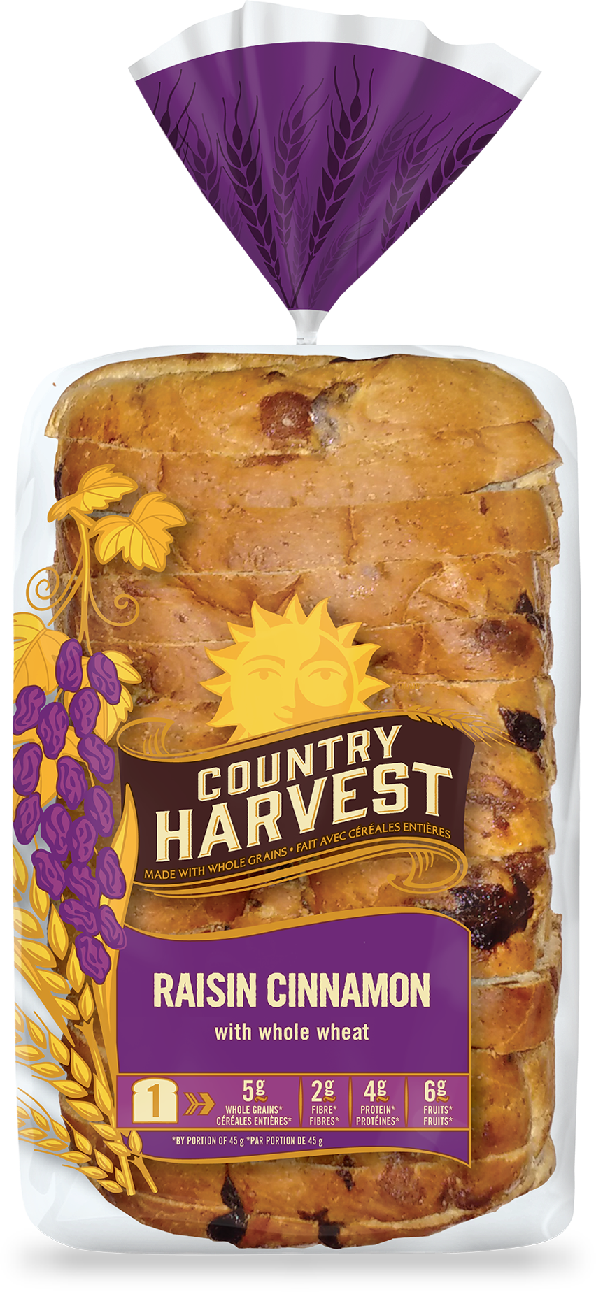 Country Harvest Raisin Bread Clipart Vegetarian Cuisine - Country Harvest Twelve Grain Bread (852x1848), Png Download