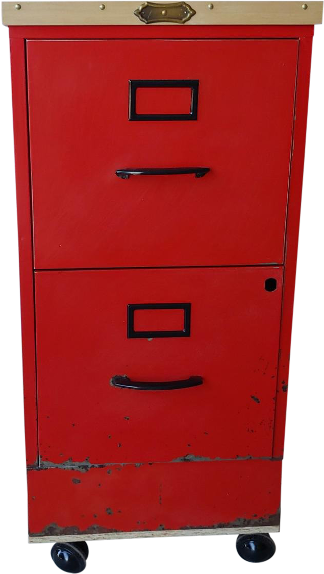 Vintage Super Roller Metal Drawer Rolling Chairish - Filing Cabinet (704x1248), Png Download