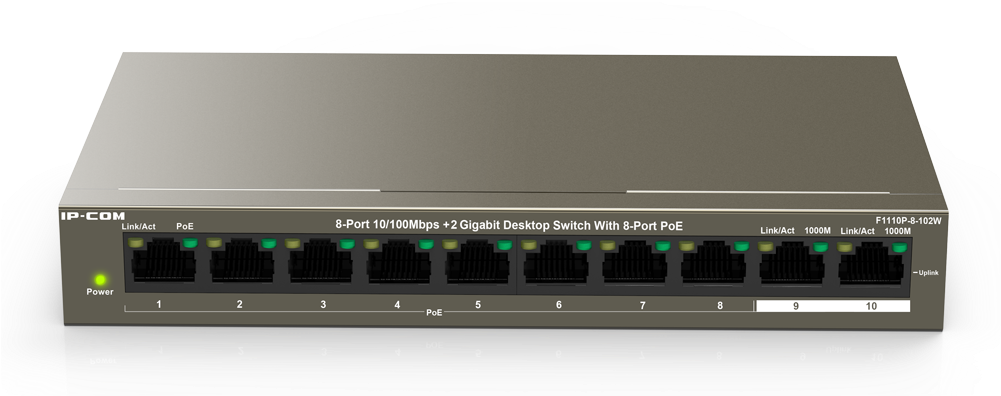 8 Port 10/100mbps 2 Gigabit Ports Desktop Switch With - Tenda Tef1109p 8 63w (1000x1000), Png Download
