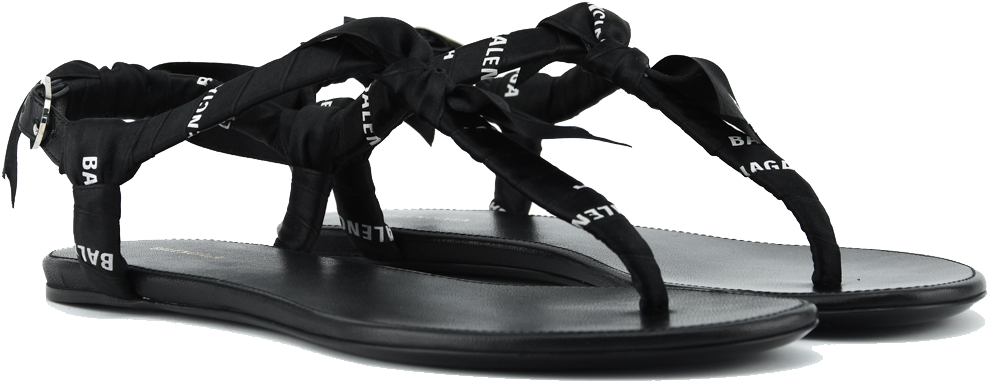 Balenciaga Logo Slipper - Flip-flops (1000x433), Png Download