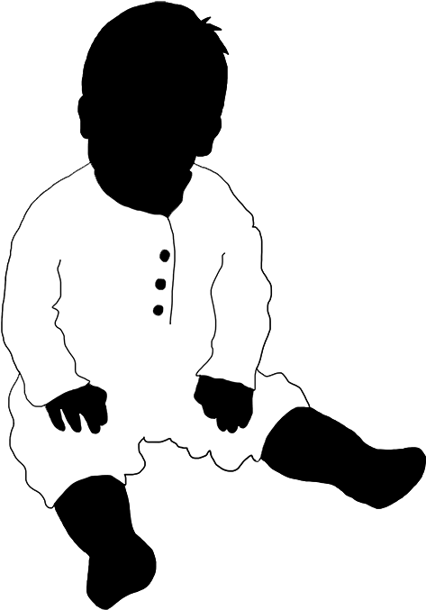 Baby Sitting Silhouette Black White - Child (530x709), Png Download