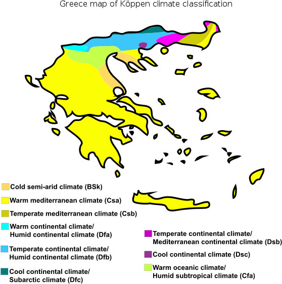 Greece Map Of Köppen Climate Classification - Koppen Climate Map Of Greece (600x600), Png Download