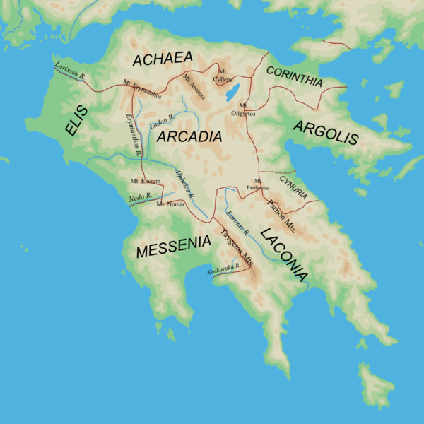 Ancient Regions Of Peloponnese - Peloponnesus Ancient Greece Map (600x600), Png Download