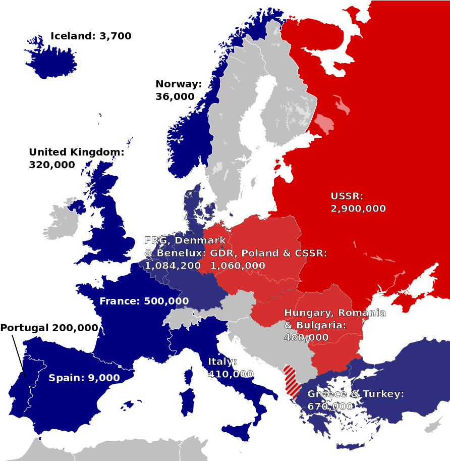European Nato And Warsaw Pact Forces - Nato Vs Warsaw Pact Europe (900x912), Png Download