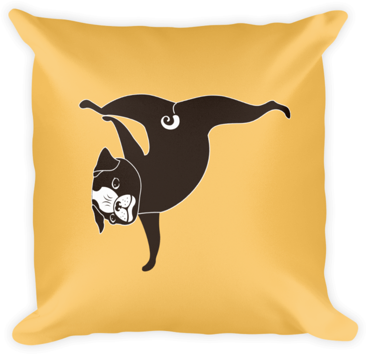 Yoga Pug Paw Stand Square Pillow In Apricot Yellow - Yellow (800x800), Png Download