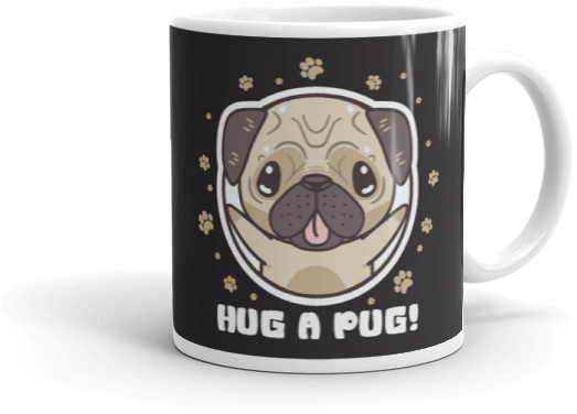 "hug A Pug" Ceramic Mug - Pug (600x600), Png Download