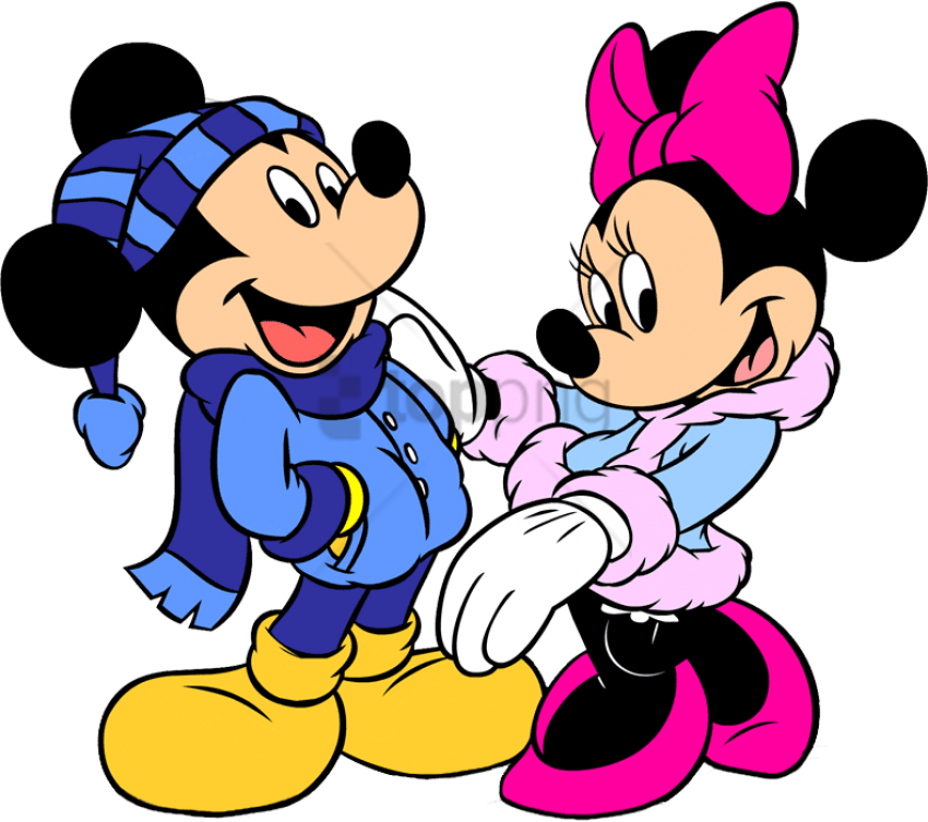 Minnie Mouse Clipart Holiday - Mickey Mouse And Minnie Mouse Winter (791x700), Png Download
