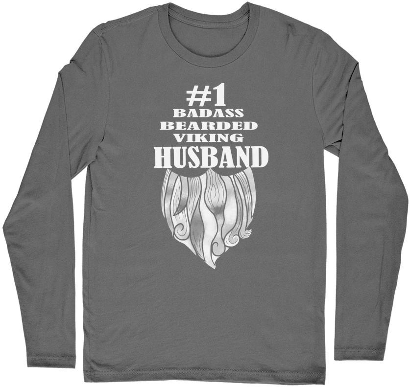 #1 Bearded Badass Viking Husband ﻿men's Long Sleeve - Long-sleeved T-shirt (1024x1024), Png Download