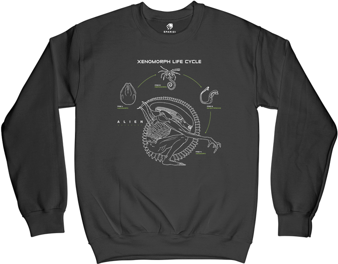 Alien Movie Sweatshirt Xenomorph By Volta - Mickey Mouse Sweatshirt 3xl (700x700), Png Download