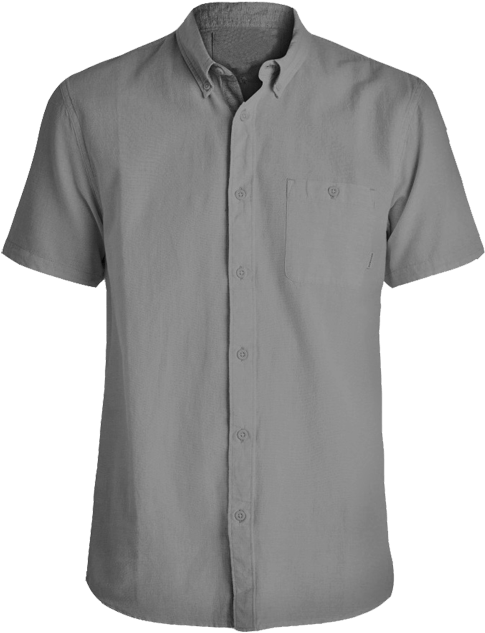 Dark Grey Buttondown Shirt Short Sleeve - Grey T Shirt Back Side (542x717), Png Download