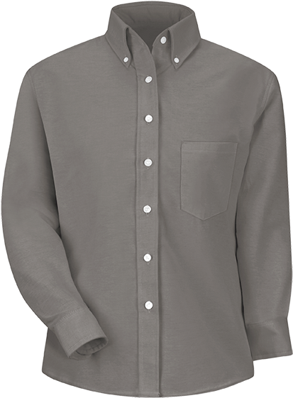 Women's Long Sleeve Executive Oxford Dress Shirt - Grey Long Sleeve Button Up Shirts (600x600), Png Download
