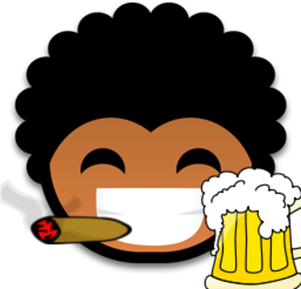 Beer Cigar Big Image - Cartoon Santa Drinking Beer (600x600), Png Download