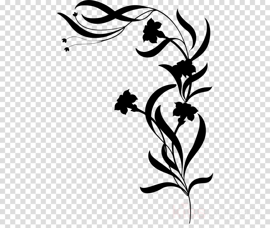 Floral Silhouette Png Clipart Clip Art - Flower And Vine Clipart (900x760), Png Download