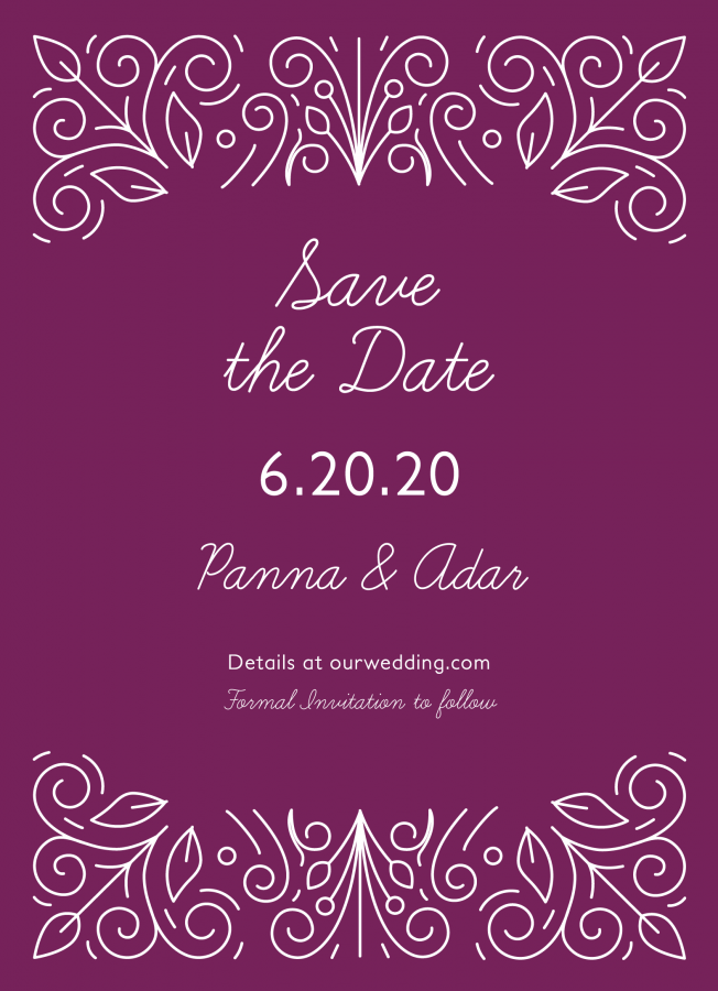 Purple Ornament Save The Datesaturday, June 20th - Purple (652x900), Png Download