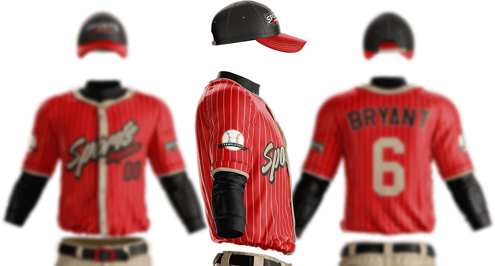 Grandslam Baseball Uniform Template - Baseball Uniform Mockup Free (1916x855), Png Download