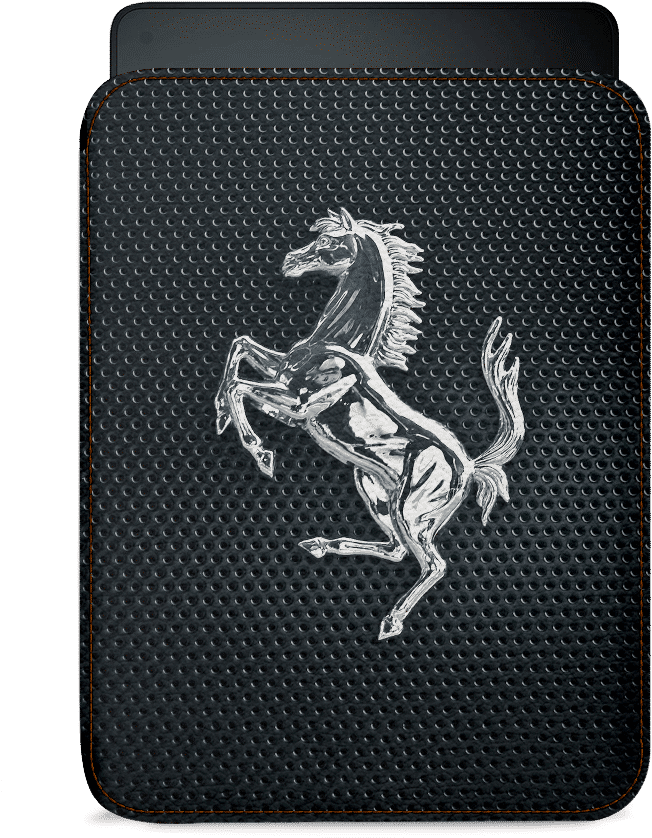 Dailyobjects Ferrari Horse On Black Mesh Real Leather - Premium Fancy Back Cover For Lava Flair S1 - Horse (900x900), Png Download