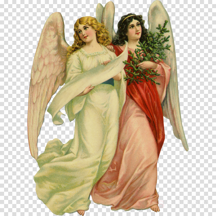 Victorian Angels Clipart Los Angeles Angels Cherub - Vintage Christmas Cards Victorian Angels (900x900), Png Download