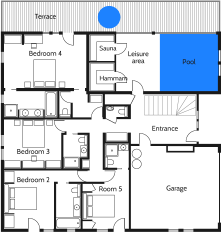 Chalet Baloo Ground Floor - Floor Plan (1280x480), Png Download