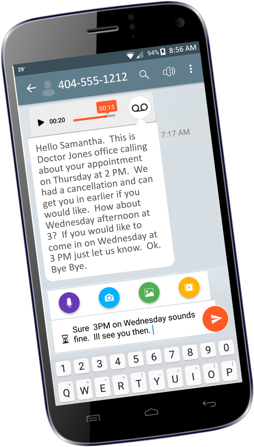 Read Reply Voicemail Tilted - Smartphone (894x1555), Png Download