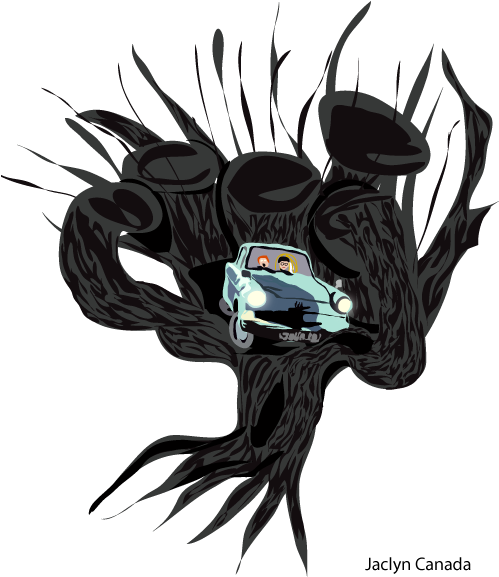 The Whomping Willow From Harry Potter By J - Illustration (500x633), Png Download