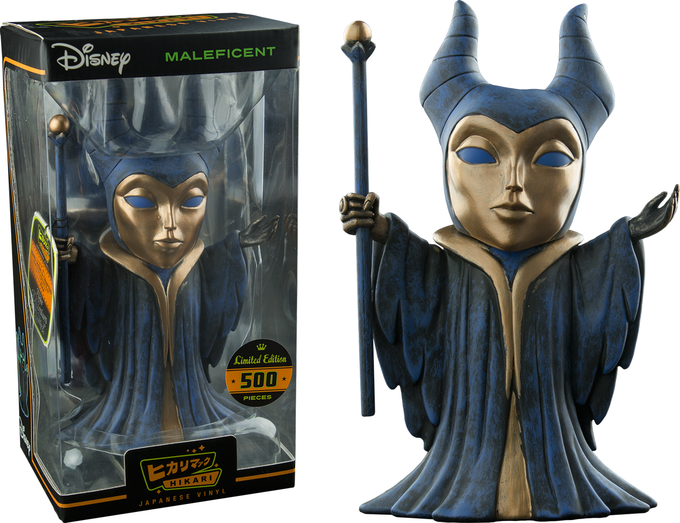 Hikari Blue & Gold Maleficent Japanese Vinyl Figure - Maleficent Hikari (1350x1038), Png Download
