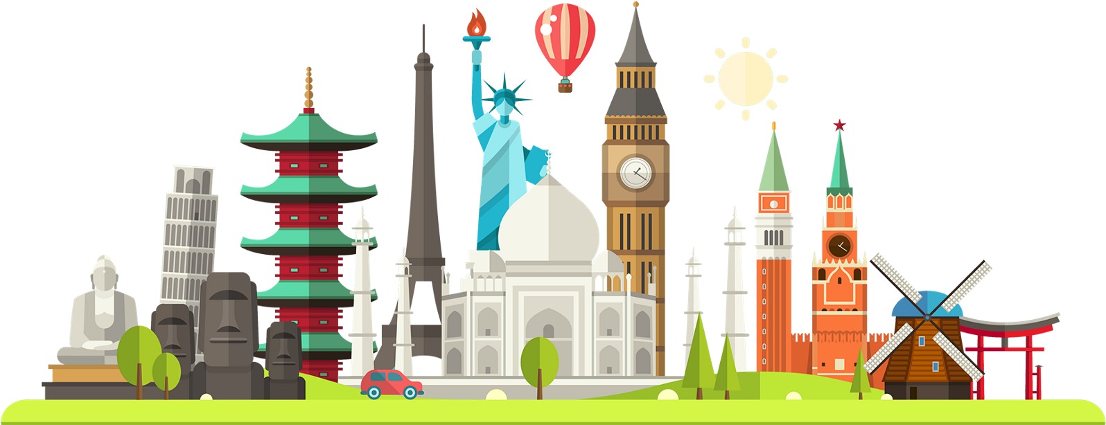 Trawex Understands Two Most Important Aspects Of Travel - World Famous Places Clipart (1600x764), Png Download