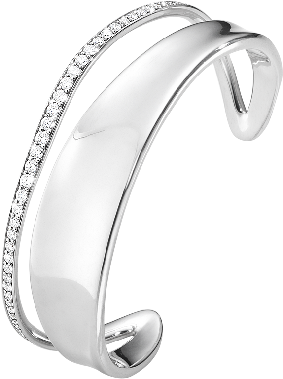 Georg Jensen Marcia Bangle - Sterling Silver With Brilliant (1200x1200), Png Download