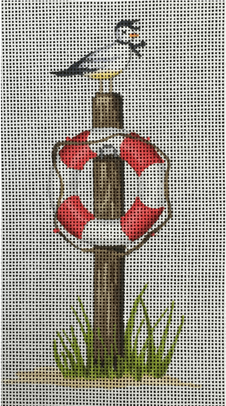 Retro Beach Life Ring With Sea Gull - Cross-stitch (800x800), Png Download