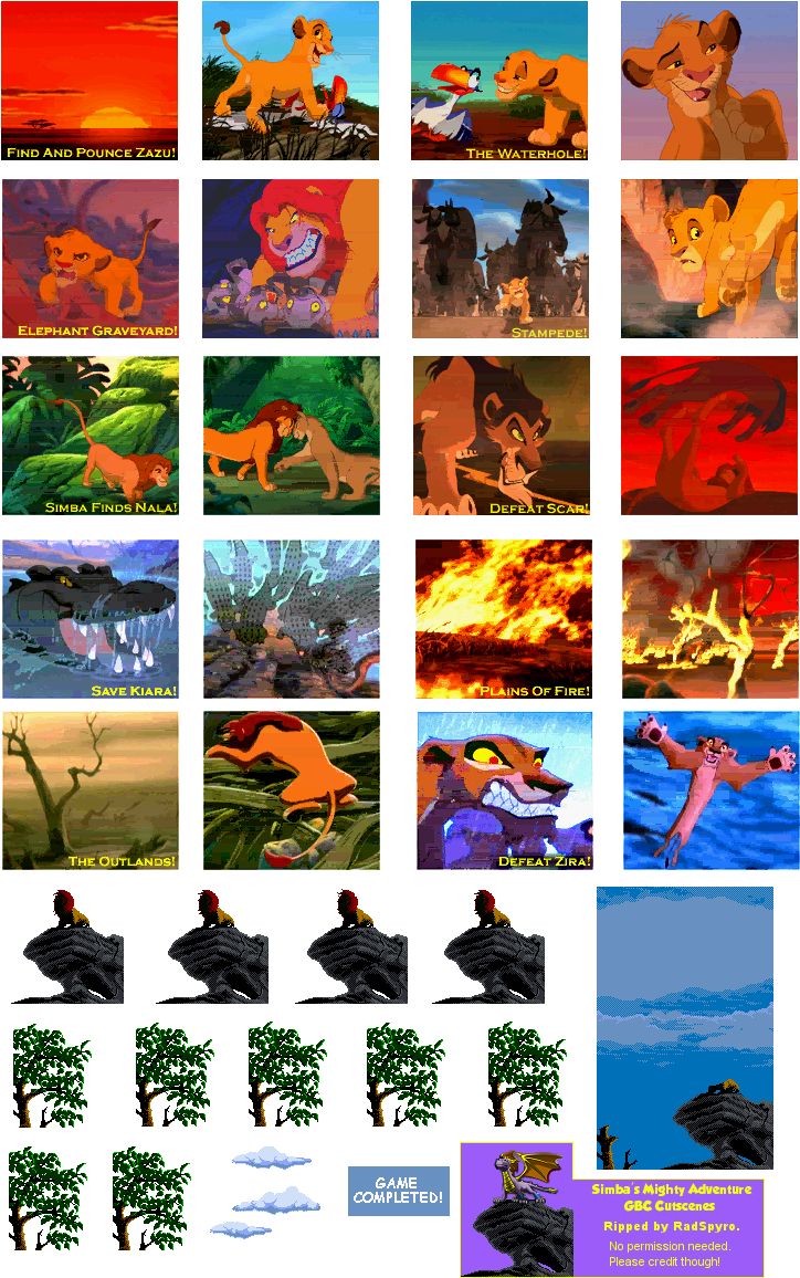 Cutscenes - Lion King Simba's Mighty Adventure Gbc (736x1172), Png Download