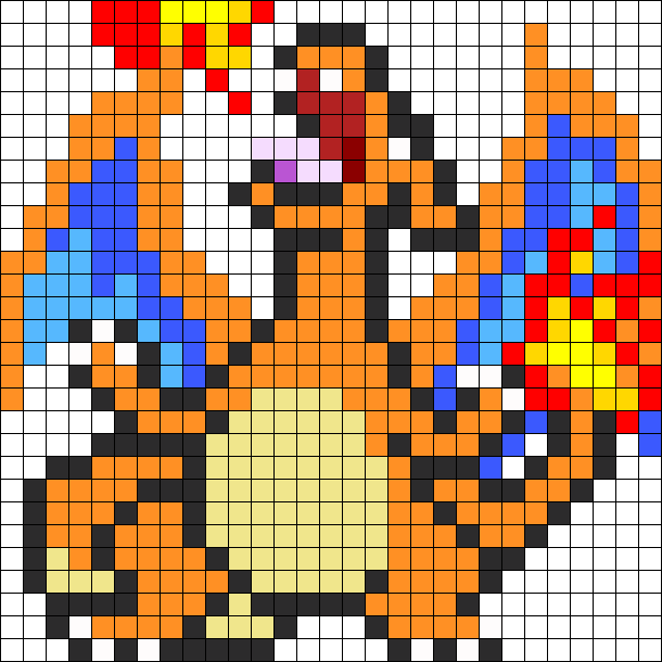 Charizard - Charizard Hama Bead Pattern (610x610), Png Download